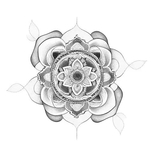 mandala with roses tattoo design idea