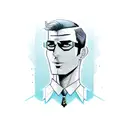 superhero man. tall and thin. dark hair. letter A on chest. tattooed. aviator eyeglasses. tattoo design idea