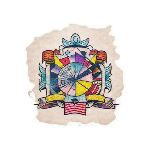 traditional patchwork sleeve  tattoo design idea