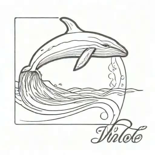 A tattoo picture of whale in the midle of the wave in rectangle and write this too shall pass tattoo design idea