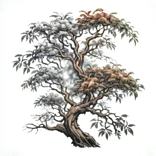 burning bush with god blowing into it tattoo design idea