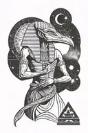 Egyptian god thoth looking empowered with a space background  tattoo design idea
