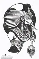 Egyptian god thoth looking empowered with a space background  tattoo design idea