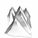 A sketch-style mountain range with a lone figure standing at the summit tattoo design idea