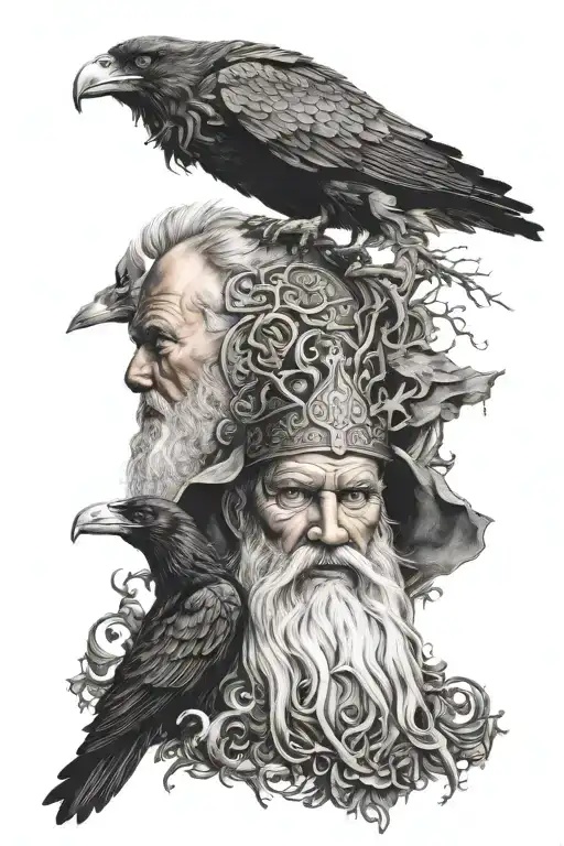 God Odin with the Raven tattoo design idea
