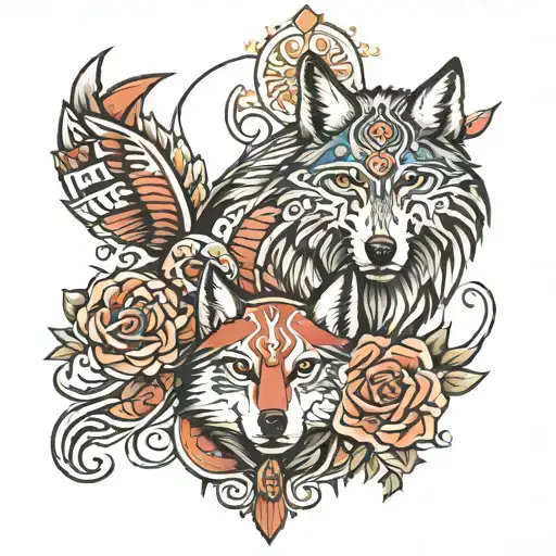 Turkish Mitology, Wolf and Ottoman Empire tattoo design idea