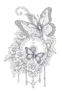 purple turn butterfly with a padlock and chain flowers   tattoo design idea