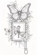 purple turn butterfly with a padlock and chain flowers   tattoo design idea