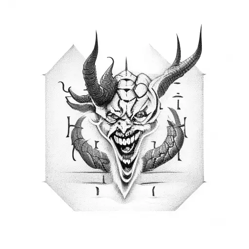 devil in jail tattoo design idea