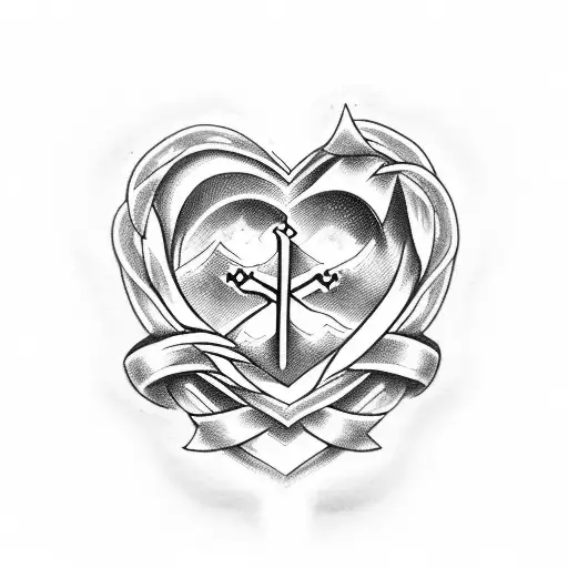first tattoo, something with a heart, cross, knife , wave. and casino themed tattoo design idea
