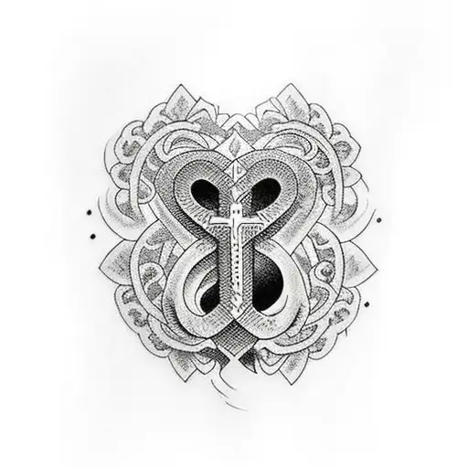 first tattoo, something with a heart, cross, knife , wave. and casino themed tattoo design idea