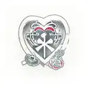 first tattoo, something with a heart, cross, knife , wave. and casino themed tattoo design idea
