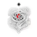 first tattoo, something with a heart, cross, knife , wave. and casino themed tattoo design idea