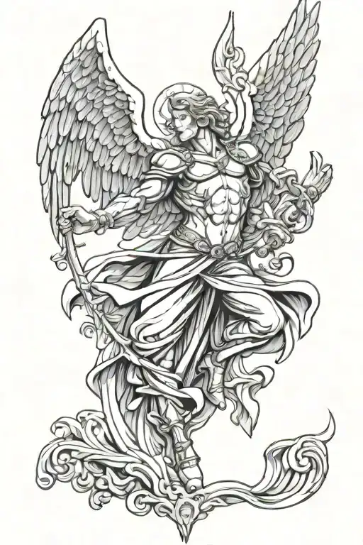 the archangel who burst out of prison on wings and received the long-awaited freedom, strength and independence tattoo design idea