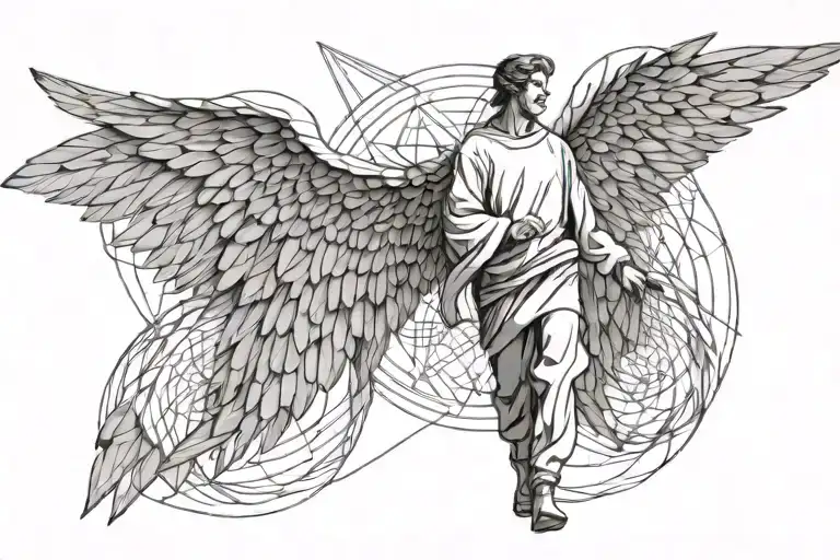 A man, an angel, an archangel who broke out of shackles, gained freedom, strength and independence tattoo design idea