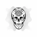 skull with a luchador mask tattoo design idea