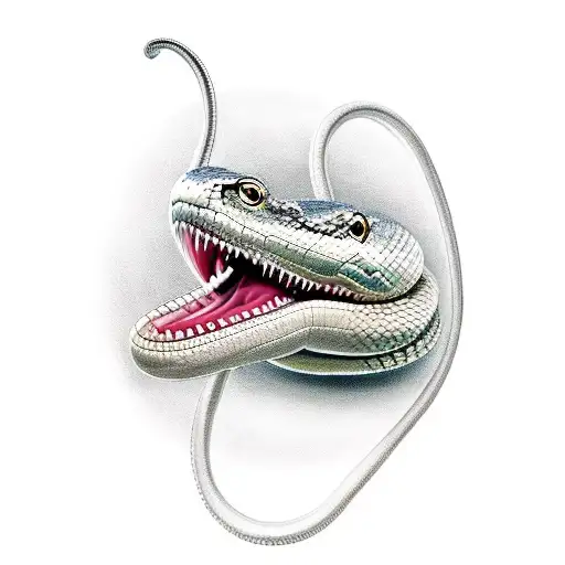 snake with fangs tattoo design idea