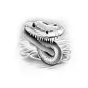 snake with fangs tattoo design idea