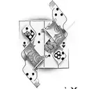 a domino with double three falling on a domino with double six  tattoo design idea