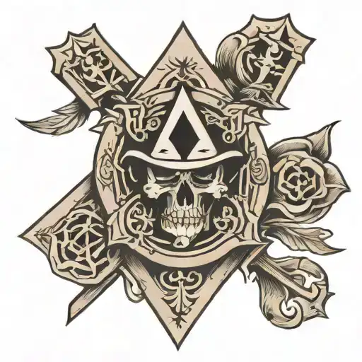 spade card face in an iron cross tattoo design idea