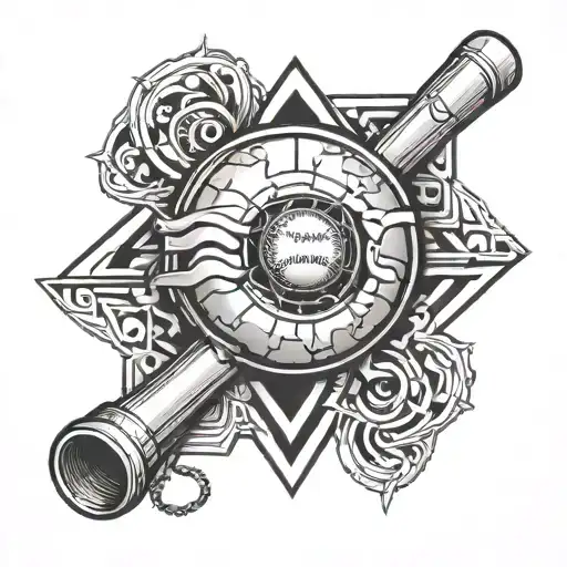 softball pitcher trap with geometric tattoo design idea