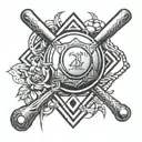 softball pitcher trap with geometric tattoo design idea