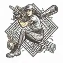 softball pitcher trap with geometric tattoo design idea