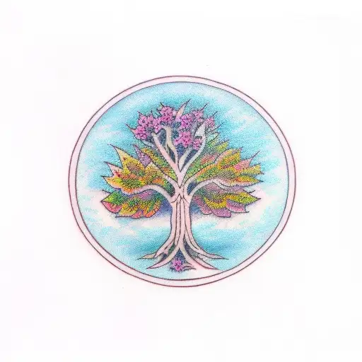 tree of life with text NF tattoo design idea