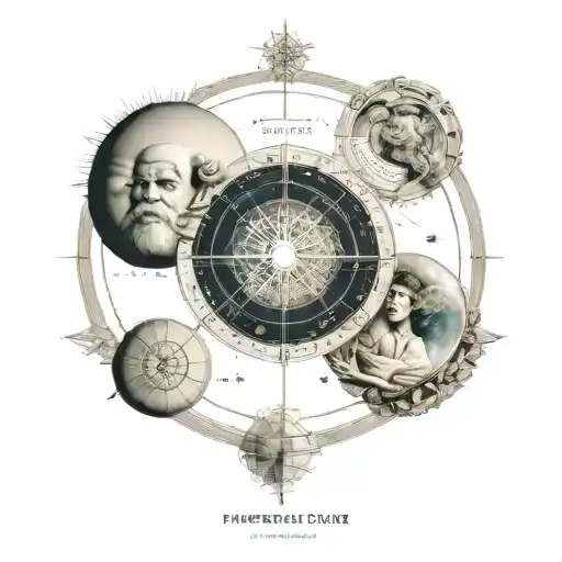 Natal chart merging together husband and wife tattoo design idea