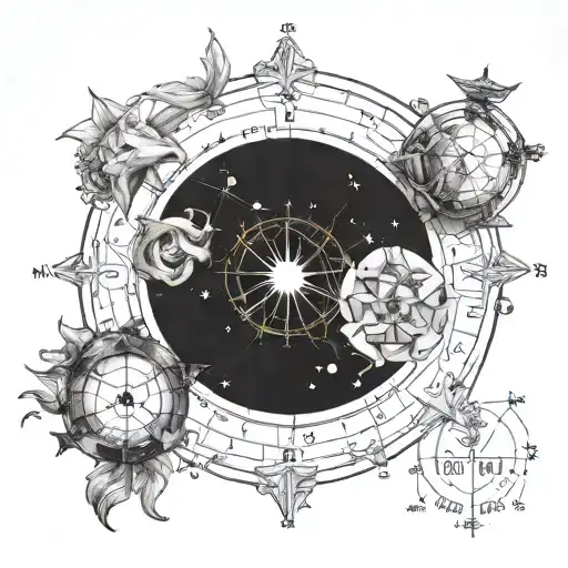 Natal chart merging together husband and wife tattoo design idea