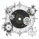 Natal chart merging together husband and wife tattoo design idea