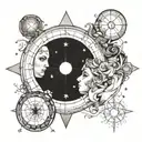 Natal chart merging together husband and wife tattoo design idea