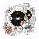 Natal chart merging together husband and wife tattoo design idea