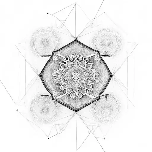 A mandala-inspired geometric design representing the balance of nature and psychology tattoo design idea