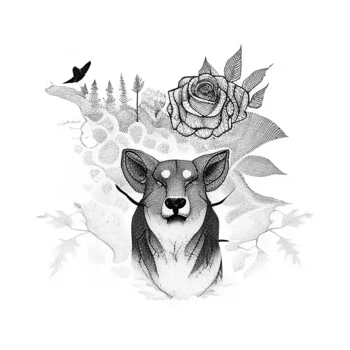 A nature-inspired blackwork design with hidden Beyoncé lyrics tattoo design idea