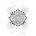 A mandala-inspired geometric design representing the balance of nature and psychology tattoo design idea