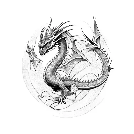 Dragon oil tattoo design idea