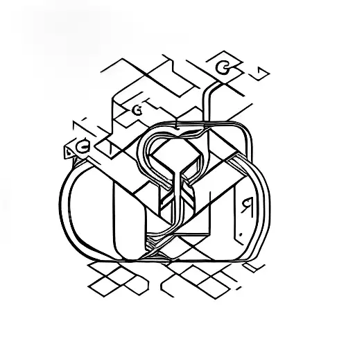 Two letters "G,G". that must include a minimalist athom and a computer script tattoo design idea