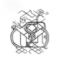 Two letters "G,G". that must include a minimalist athom and a computer script tattoo design idea