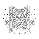 Two letters "G,G". that must include a minimalist athom and a computer script tattoo design idea