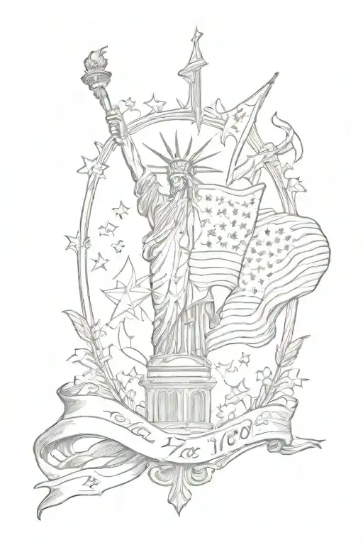 AMERICAN FLAG 1776 declaration liberty tattoo design idea