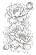 chrysanthemum with peony and scorpion  tattoo design idea