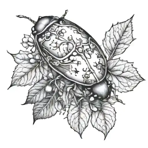 ivy with June bug.  tattoo design idea