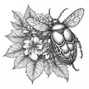 ivy with June bug.  tattoo design idea