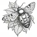 ivy with June bug.  tattoo design idea