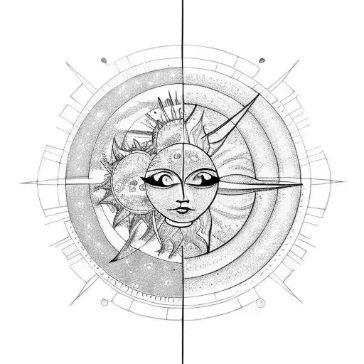 Sun and Moon tattoo design idea