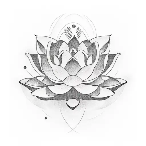 Moon and lotus flower  tattoo design idea
