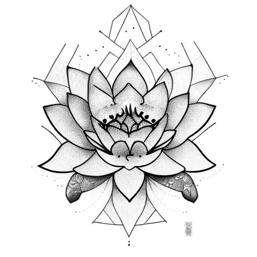Moon and lotus flower  tattoo design idea