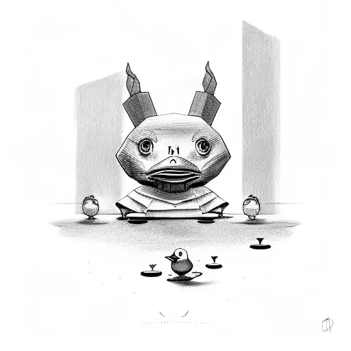 Take that depression, rubber duck, hazbin hotel tattoo design idea