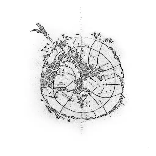 A dotwork tattoo of the Marauder's Map with paw prints instead of footprints tattoo design idea